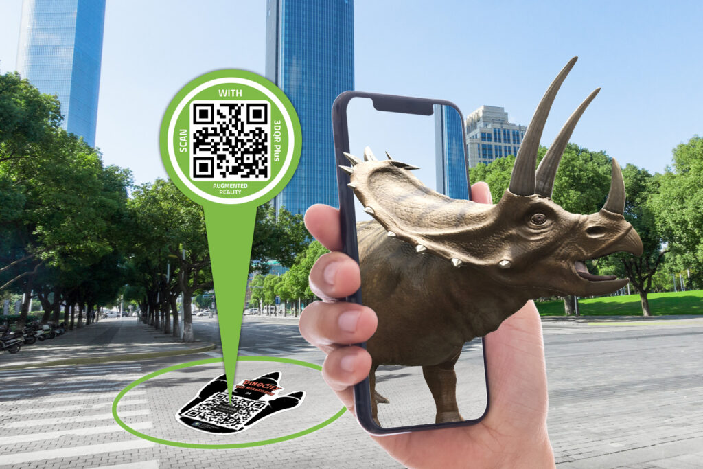 Augmented reality dinosaur for location based marketing